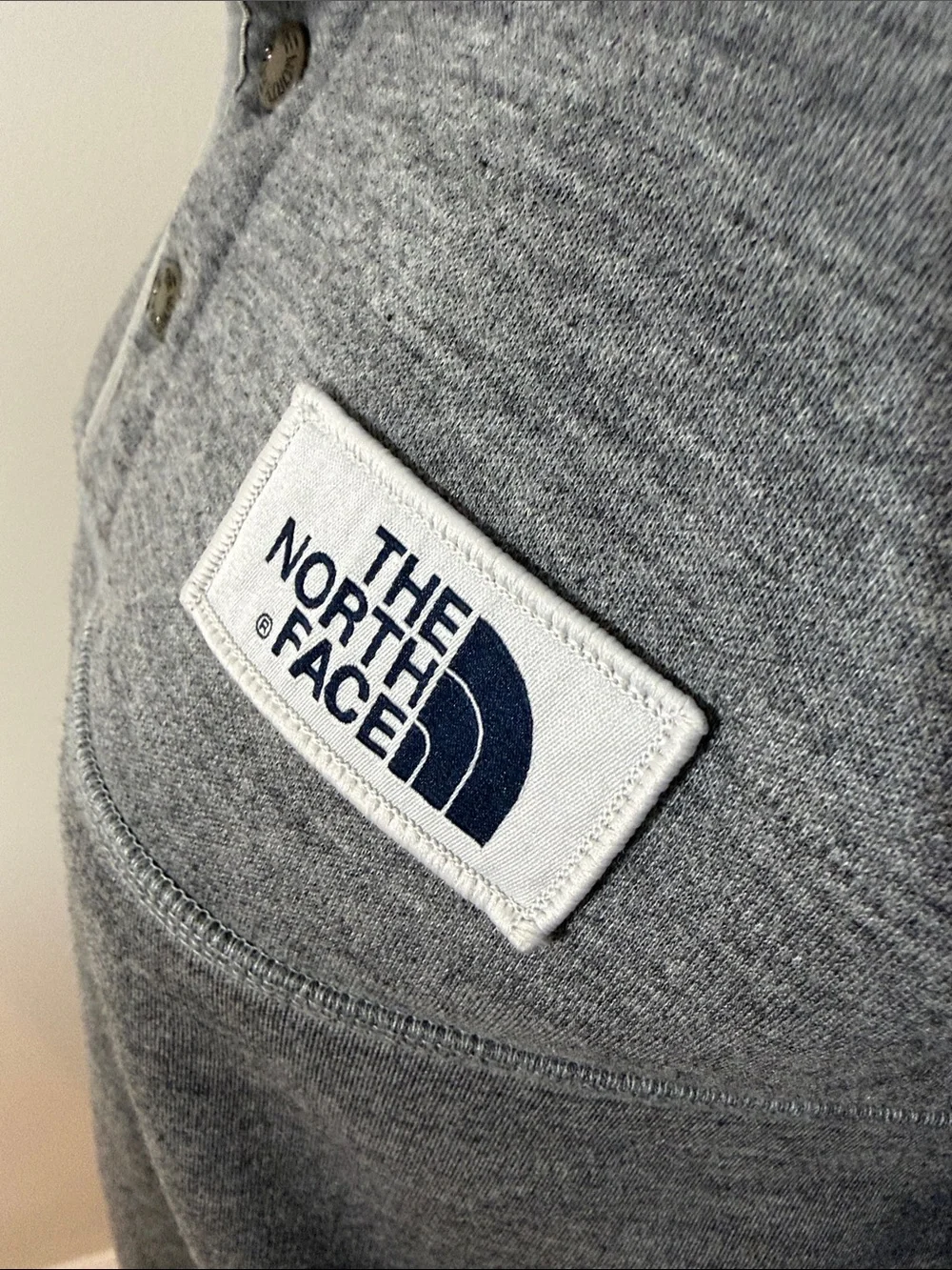 The North Face Heather Gray Snap-Button Fleece Pullover